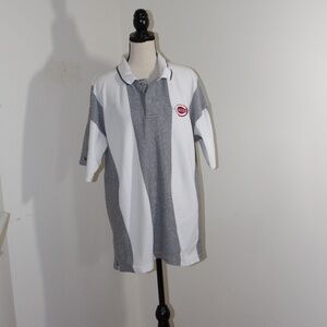 Antigua, REDS baseball team White and Black Striped Polo Shirt